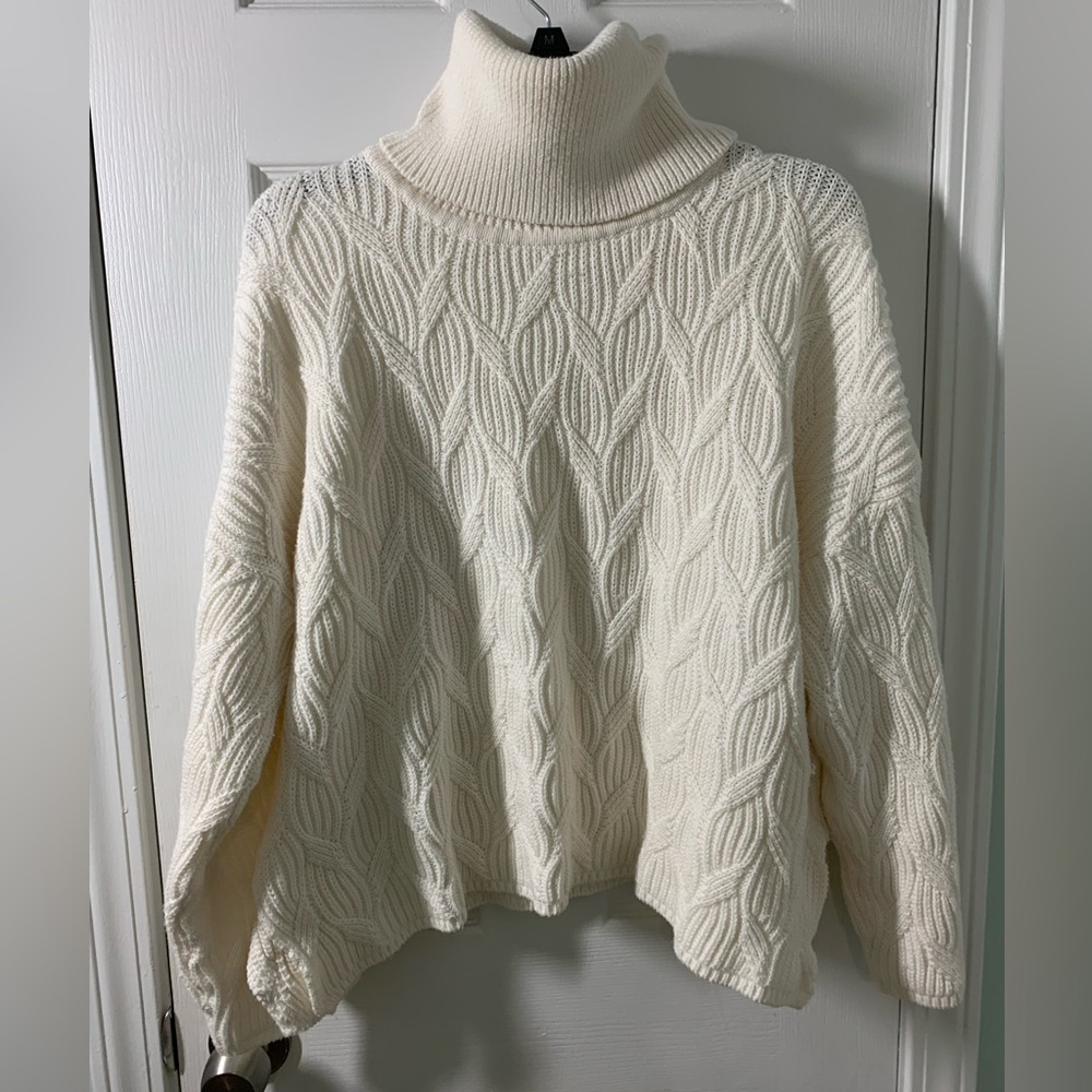 Elliott Lauren Cream Cable Turtleneck Sweater